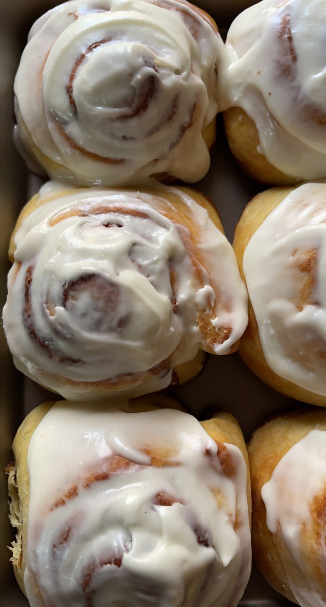 Freshly baked cinnamon rolls